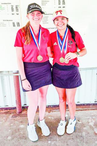 ALL-DISTRICT PERFORMANCES - Levelland golfers Raily Pence (left) and Aubrey Morin (right) both made the All-District team with their performances at the District Tournament this past Wednesday and Thursday at Yoakum County. Morin would also be the District Champion. (Photo provided by Levelland ISD)