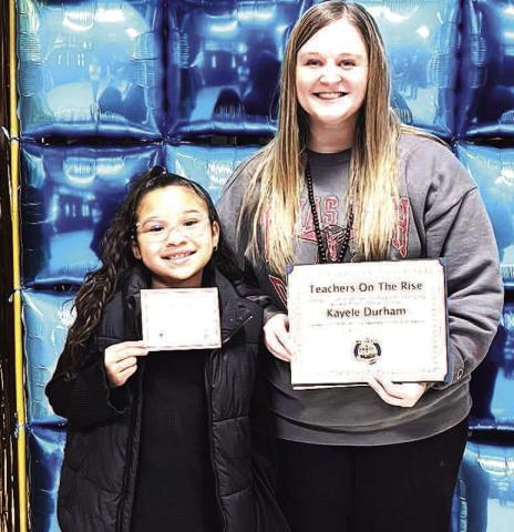 TEACHER ON THE RISE- Whiteface Elementary teacher Kayele Durham was selected as Mrs. Baird’s Elementary Teacher on the Rise. She was nominated by the family of Ariel C. Durham was awarded $100 United Supermarket gift card, cookies, a gift basket from Mrs. Baird’s bread, along with lunch for two at the Texas Tech Red Raiders Club. Ariel was awarded with a $50 gift card for her winning nomination. (Whiteface CISD photo)