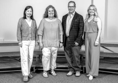 20 YEARS OF SERVICEAWARD - South Plains College (SPC) announced their employee service awards during their 2025 Employee Banquet on May 8. The recipients of the 20-Years of Service Award pictured from the left are: Dr. Li Xiang, Irene Baca, Robert Wood and Vanessa Reales. Not pictured are Lorenza Macias and Rosa Torrez. (SPC Photo)