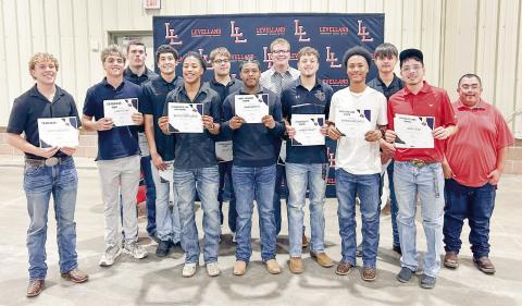 FOOTBALL AWARDS - Most Valuable Player: Kaden Brogden, Offensive MVP: Ethan Salazar, Defensive MVP: Jake Potter, Offensive Lineman of the Year: Casen Potter, Newcomer of the Year: Bentley Sepulbeda, Maximum Effort: Rayden Garcia (Offense) and Tristan Waters (Defense), Fighting Heart: Julian Sanchez, Most Improved Player: Noah Martin, Offensive Lobo: Bryson Golightly, Defensive Lobo: Joshua Diaz and Kysen Niblett Award: Kysen Niblett. (Staff photo by Jentezen Smith)