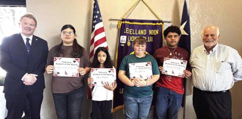 FEBRUARY STUDENTS OF THE MONTH-- The Levelland Noon Lions Club recognized the February Students of the Month from LISD. These students were selected for their hard work, positive attitudes, and leadership in and out of the classroom and always giving their best effort and being ready to learn, encouraging others, working well with peers, and showing respect and responsibility to set a good example. (Levelland ISD photo)