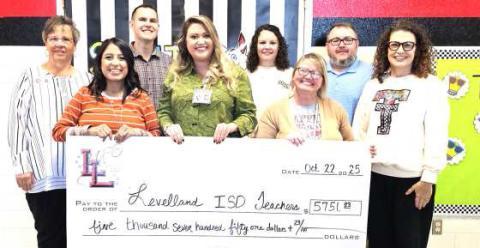 SOUTH-- LIFE Grant Foundation at South Elementary: Alexis Gavina, Brittany Richards and Tiffany Harkins with Donna Pugh, Landon McCormack, Kylie Boggs, Ryan Fitzgerald and Shana Fleming (Levelland ISD photo)