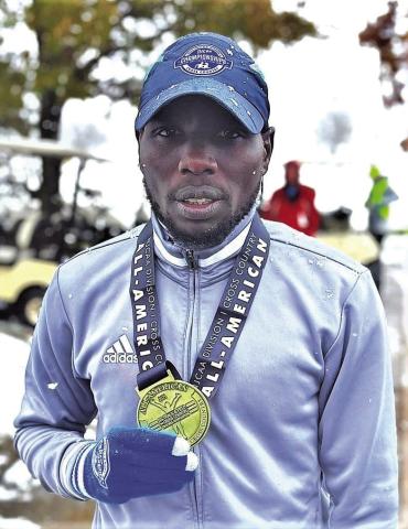 TWICE AS NICE - South Plains College sophomore Dennis Cheruiyot competed in the 8K and half marathon races at the 2025 NJCAA National Cross Country Championships in Fort Dodge, Iowa, last week, earning All-American honors in both races. (Photo provided by South Plains College Athletics)