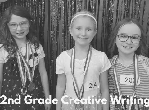 2ND GRADE CREATIVE WRITING WINNERS- 1st place Ameliia Hall, 2nd place Cora Grissom and 3rd place Clara Martin. (Photo courtesy of Cristal Isaacks)