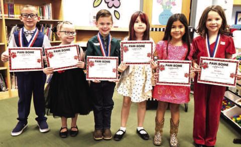 LISD FIRST GRADE UIL ORAL READING PARTICIPANTS- Jackson Kern (1st place), Kelby Ewings, Wyatt Huckabee (3rd place), Psylo Iglesias, Ella Smith and Ollie Foster (2nd place). (Levelland ISD photo).