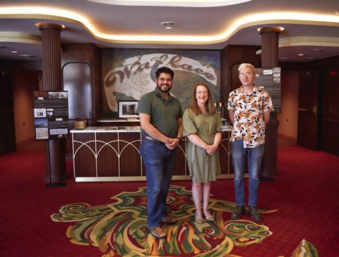 WALLACE OPEN HOUSE – Pictured are Ashpen Sanchez, Alycyn Keeling and Jeremy Pollard at the Wallace Theater open house on Thursday. Guests enjoyed tours of the theater and refreshments as well as the ongoing popup museum entitled “Locally Made: A History of West Texas Creativity.” (Staff photo by Ada Niederhauser)