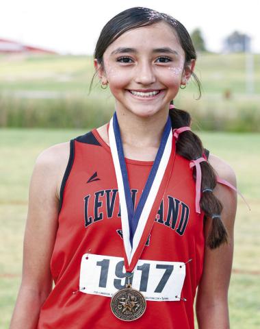 - Freshman Valeria Villareal ran a 13:46.65 to place 8th overall in the varsity girl’s 2-mile run at the 4A District 5 Meet at Mae Simmons Park in Lubbock this past Thursday. (Staff photo by Jentezen Smith)