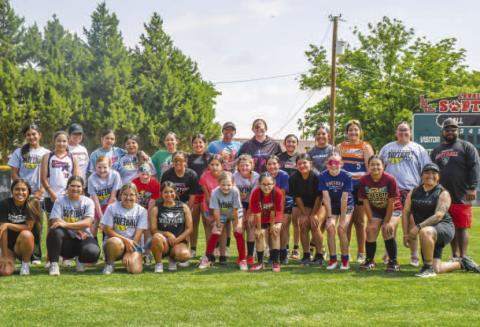 UPAND COMING LOBOETTES - The Levelland Loboettes Softball Team held a camp for grades six through ninth to work on their skills. Pictured in no particular order are: Leah Hernandez, Lexi Olivo, Mia Chapa, Isabella Castillo, Kaedyn Boggs, Kerrigan Boggs, Adalina Allen, Micah Favor, Alley Favor, Lilly Tucker, Charlie Tucker, Jenesis King, Jocelhyn Marrufo, Jocelynn Arriaga, Emilee Arriaga, Aurielle Gaona, and Zadi Gaona. (Staff photo by Hannah Woodrum)