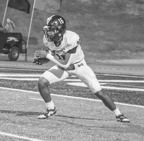 PUNT RETURN - Morton Indian Brayden Villarreal returned the punt against the Gruver Greyhounds during the team’s last game in Amarillo. (Staff photo by Aalijah Soliz)