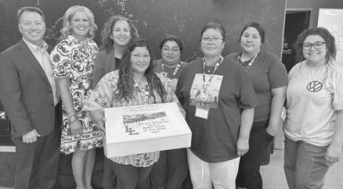 ; Levelland ISD Administration made the first day with students just a little bit “Sweeter” this past Thrusday when they visited each campus to deliver cookies. Seen here delivering to LISD Transportation Department:Assistant Superintendent Rodney Caddell, -Terri White, Superintendent Becky McCutchen, Victoria Guajardo, Felician Huerta, Flo Pena, Elida Salazxar, and Marissa Rascon.