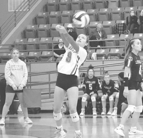 POP-UP - Loboette Aubree Gaona played great defense against the Mineral Wells Lady Rams popping the ball up to set her teammates up. (Staff photo by Aalijah Soliz)
