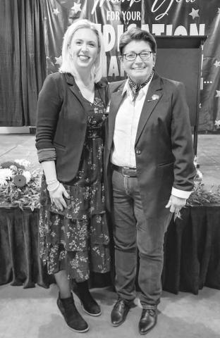 20 YEARS OF SERVICE - During the Employee Appreciation Banquet for the City of Levelland, Captain Tammie McDonald with the LPD was recognized for her 35 years of service. Pictured alongside McDonald is Mayor Breann Buxkemper. (Staff photo by Dom Puente)