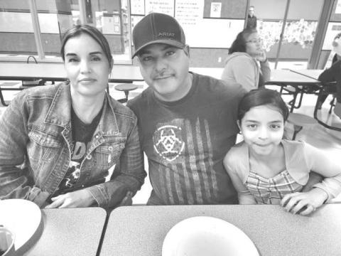 GREATMEETING - Levelland ISD hosted a great Bi-Lingual meeting on Tuesday evening. The meetings help teach parents ways to connect school and home activities so that the students have better success. Pictured from left to right are: Flor Maria Rodriguez, Raul Delgado and Emmy Marquez Rodriguez, a 3rd grade student at Capitol Elementary School. (Photo submitted by Crystal Isaacks)