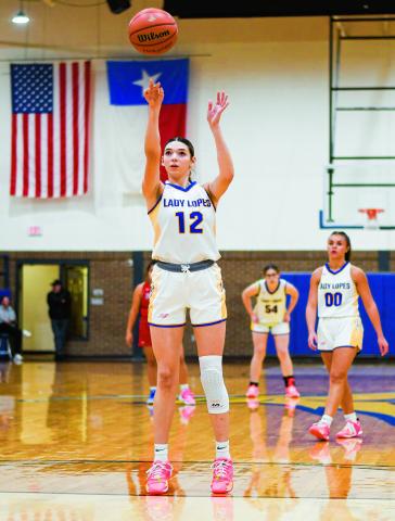 SOLIZ SHOOTS TWO - Whiteface Lady Lopes senior post Abi Soliz shoots two free throws during their game against Silverton earlier this month. Soliz is currently dealing with injuries but is expected to make her return soon. (Staff photo by Jentezen Smith)