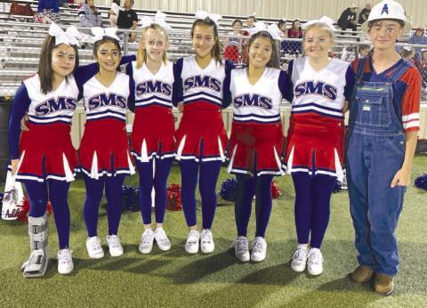 CHEER SQUAD- The Sundown eighth grade cheerleaders have done a great job of cheering on the red, white and blue, as well as providing great leadership for our Cheer Squad! Pictured (left to right) are: Katy Flores, Adelyn Franklin, Addie Hord, Kyndal Taggart, A’Bree Olivas, Serenity Mulloy and Ryder Stanley (Photo Courtesy of Sundown ISD).