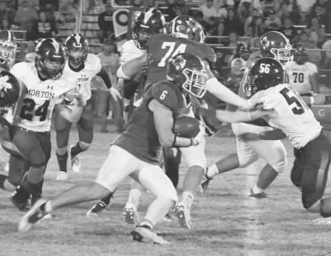 OPEN SPACE - Smyer’s Preston Moore was the go-to runner for the Bobcats in a 29-6 loss to the visiting Morton Indians last Friday. Smyer will be in Seagraves next while Morton will travel to New Home. Both games will be on Friday at 7 p.m. (Photo by Jay Kelley)