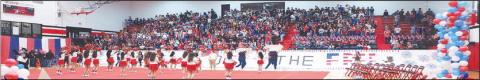 USA PEP RALLY – Pictured is the LHS Cheer Squad bringing the excitement and school spirit to the Levelland High School student body during the USA Pep Rally that was held Thursday morning. The cheer squad has been tasked with bringing out everyone’s school spirit every week with different themed pep rallies and events for each show. (Staff photo by Dom Puente)