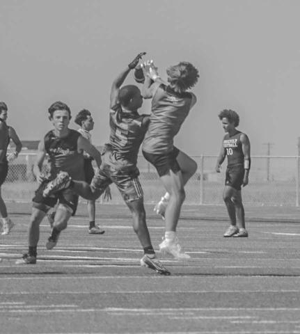 DEFENSE - Ropes Eagles Kolter Dockery and Jace Fowler played great defense on contesting the ball during their contest against Snyder in New Home this past Monday. (Staff photo by Aalijah Soliz)