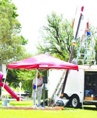 - The Levelland Quanah Parker Trail Arrow got a coat of fresh paint this past Tuesday. The marker is located in Lobo Park at the intersection of Avenue H) and 11th Street. The site features a 22-foot-tall, brightly colored steel arrow and an official granite marker that commemorates Quanah Parker and the region's Comanche history. (City of Levelland photo)