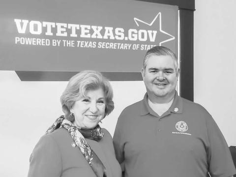 GENERAL ELECTION PREPARATION - The Hockley County Election Office and many other election offices across the state are busy preparing for the General Election in November. Pictured is Hockley County Election Administrator Jody Rose along side Texas Secretary of State Jane Nelson. The Texas Secretary of State’s office recently held training in Austin for all election offices. (Photo courtesy of Jody Rose)