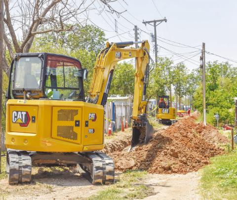 GAS LINE WORK - Atmos Energy crews have begun digging in an alleyway in the 200 block of Pine on Monday. The trench work will extend all the way to College Avenue before the project is completed. (Photo courtesy of Emily Campos)