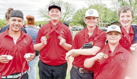 - The Levelland Middle School boys golf team placed third as a team this past weekend in Sweetwater. Pictured above in no particular order is Cody Grissom, Bentley Gamez, Tyler Williams, Mathew Lara and Jarrett Abernathy. Individually, Grissom placed third and Gamez placed fifth. (Photo provided by Levelland ISD)