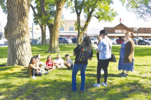 KEEP LEVELLAND BEAUTIFUL – Pictured are participants at the “Eggsplore &amp; Grow” event held at the library on Wednesday. The library worked with the Chamber of Commerce to promote reading and planting flowers. (Staff photo by Ada Niederhauser)