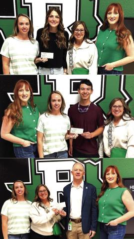 REA SCHOLARSHIPS-- The Ropes Eagles Association (REA) awarded two scholarships to graduating seniors. Carson Beck, who will be attending Texas Tech University to study Occupational Therapy, and Brayden Saldivar will be attending Kansas State University to study Athletic Training. In addition, REA donated $15,000 to Ropes ISD to support the new elementary playground project. (Ropes ISD photo)