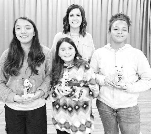 SOUTH SPELLING BEE - South Elementary hosted their 2025 Annual Spelling Bee this past thursday. The Bee started with 21 spellers and went for ten rounds before Kaelynn Cuevas won the Bee spelling, 'castle.' Aryanna Gutierrez was the runner-up in the Bee, and Ariana Solis came in as Alternate. The District Spelling Bee will be on March 10th at LMS in the auditorium. (Photo courtesy of Cristal Isaacks)