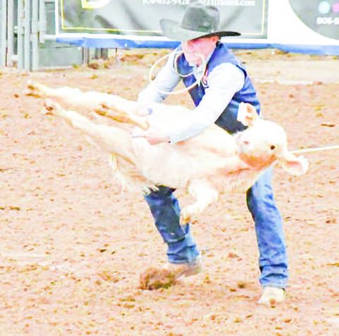 TIEDOWN ROPING- SPC’s Jaxon Stoker participated in the tiedown roping held this past Saturday during the SPC Rodeo at the Mallet Event Center. (Staff photo by Jentezen Smith) ( See pg. 8 “SPC shines”)