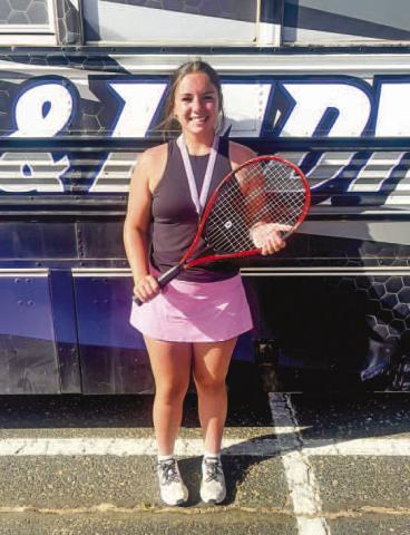 OWNING THE COURT - Smyer Lady Cat Kaia Brandon placed third in the singles bracket she competed in during the SCPHEA Tennis Tournament in Levelland. (Photo courtesy of Smyer ISD)