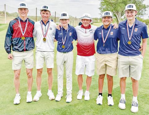 STATE BOUND - The Sundown Roughnecks golf team is headed to the State Tournament after qualifying with a third place finish at Regionals this past Monday and Tuesday at the Palo Duro Golf Course. Pictured in no particular order is Isaiah Igo, Drew Igo, Brock Bufe, Landry Farrar, Axel Garcia and Coach Kyle Igo. (Photo provided by Sundown ISD)