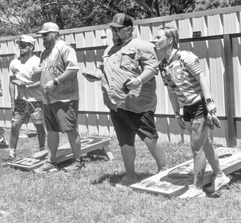 SOLID COMPETITION - The Smyer VFD held their first cornhole tournament (Fire In The Hole Cornhole Tournament) on Saturday in Smyer. All proceeds benefit the Smyer Fire Department as they are trying to raise money for a new station. (Staff photo by Emily Campos)