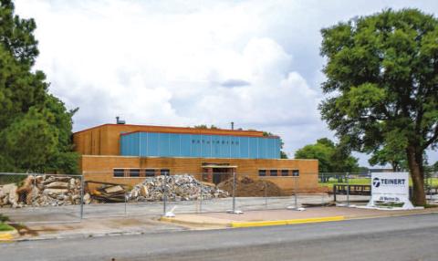 AQUATIC CENTER UPDATE - Construction crews have begun the demolition of the interior of the Natatorium or newly named Aquatic Center. The building is currently fenced off to the public while construction is on going. SPC President Dr. Robin Satterwhite informed the Board of Regents during their monthly meeting this month that progress has been steady with no concerns reported. (Staff photo by Dom Puente)
