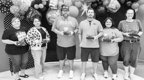 10 YEARS OF SERVICE - Levelland ISD held their employee banquet last week with several awards being given. These individuals were recognized for their 10 Years of Service (from right to left): Whitney Zubriate, Zenaida Luna, Mike Brogden, Chris Portwood, Valerie Martinez and Jennifer VanCleve. (Photo courtesy of Cristal Isaacks)