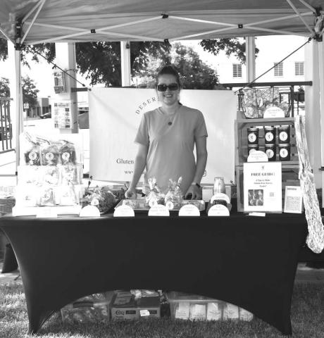 DESERT BLOOM BAKERY- Heather Dillard was out at the Hockley County Courthouse lawn on Thursday to sale her home made gluten free dairy free treats. Dillard is the owner of Deserts Bloom Bakery and she makes them from her home in Plainview. Often, Dillard travels around the surrounding areas to sell her baked goods to communities. (Staff photo by Emily Campos)