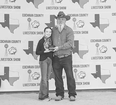 RESERVE GRAND CHAMPION - During the Cochran County Livestock Show, Landry Gresham earned Grand Jr. Swine Showmanship and Reserve Grand Champion Barrow. (Photo courtesy of Shay Butler)