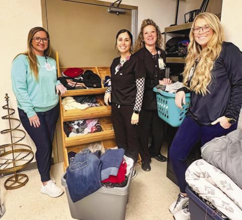 CAREGIVERS FOR THE COMMUNITY - Covenant Levelland has put together a committee that focuses on various ways to support the community. Through those efforts, a Winter Gear Drive will be held Friday, December 6, at the old Central Billing Office (CBO) on the Covenant Levelland Campus from 9 a.m. to 4 p.m. The items are free to the public. Donations from the public or caregivers can be taken to any three donations bins located at the hospital. Pictured from left to right are: Stephanie Bihl, Amanda Tienda, Bro