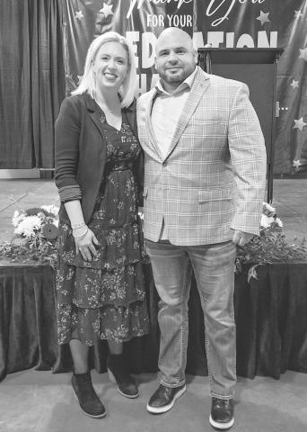 20 YEARS OF SERVICE - During the Employee Appreciation Banquet for the City of Levelland, Assistant City Manager Joe Cavasos was recognized for his 20 years of service. Pictured alongside Cavazos is Mayor Breann Buxkemper. (Staff photo by Dom Puente)
