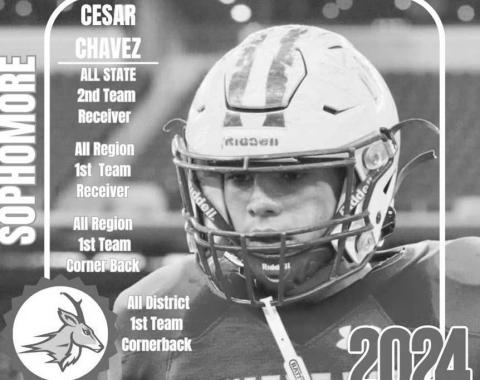 ALL STATE - Whiteface Antelope Cesar Chavez earned All-State Honors for 2nd Team Receiver, All-Region 1st Team Receiver, All-Region 1st Team Cornerback and All-District 1st Team Cornerback. (Photo courtesy of Whiteface ISD)
