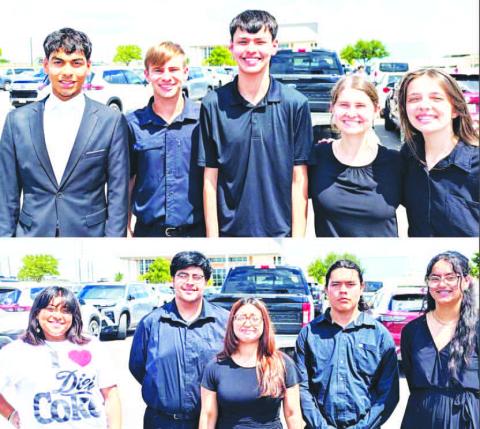 LHS BAND QUINTETS - LHS Lobo Band Brass Quintets, Division II, Texas State Solo &amp; Ensemble Contest - Zoie Zuniga, Natalia Pena, Olivia Hinojosa, Marcus Romero, Victor Gutierrez, Brayden Perez, Nathan Ellis, Ada Niederhauser, Melodie Demel, and Saul Hernandez. (Levelland ISD photo)