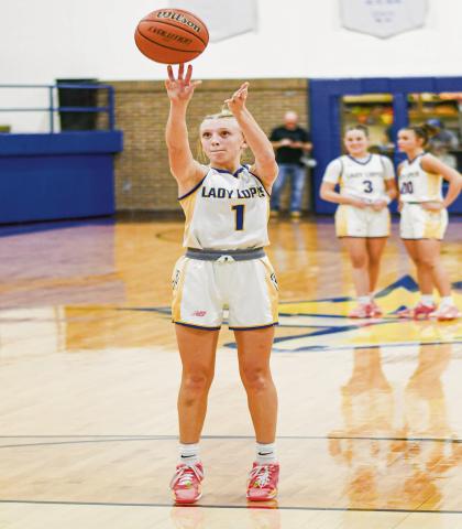 LEADING SCORER - Whiteface Lady Lope Emily Blankenship shoots a free throw during their game against Ropes at Whiteface High School. Blankenship would lead all scorers in the game with 26 points. (Staff photo by Jentezen Smith)