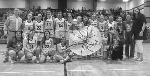 REGIONAL QUARTERFINAL CHAMPS - The Whiteface Lady Lopes took on the Klondike Lady Cougars this past Tuesday where they won their regional quarterfinal matchup. The Lady Lopes faced off against the Nazareth Lady Swifts this past Friday at the South Plains College Dome for their regional semi-finals matchup. (Photo by Holly Crutcher)