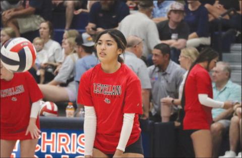PRE-GAME - Levelland Loboette Gabby Pesqueda was getting ready for their game against a powerhouse Trinity Christain Lady Lions. The Loboettes fell the the Lady Lions for the last non-district game of the year. (Staff photo by Aalijah Soliz)