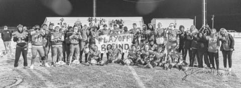 DISTRICT CHAMPS - The Ropes Eagles took a share of the district title after their big win against the Plains Cowboys 63-0, sharing the title with the Tahoka Bulldogs. The Eagles will take on the Sterling City Eagles this Friday in Snyder for the team’s first playoff game of the year at 7 p.m. (Photo courtesy of Donovan Martin)