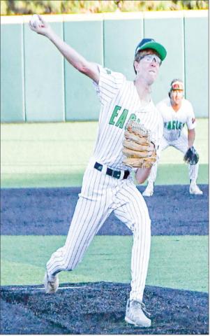 DELIVERING STRIKES - Ropes Eagle Cutter Stumbo delivers a strike during their game recently in the State Semifinals at Abilene Christian University. The Eagles played in the State Championship in Round Rock this past Thursday. (Staff photo by Jentezen Smith)