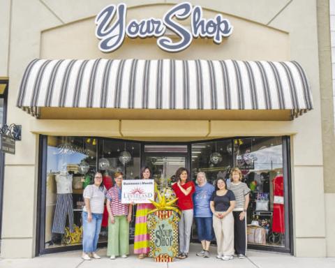 BUSINESS OF THE MONTH – Your Shop located in downtown Levelland was selected as the June Business of the Month for the Levelland Chamber of Commerce and Keep Levelland Beautiful. Pictured from left to right are: Janie Mireles, Caroline Price, Toni Methvin, Cristal Isaacks, Donna Wheeler, Arra Delos Santos and Mary Siders. (Staff photo by Hannah Woodrum)
