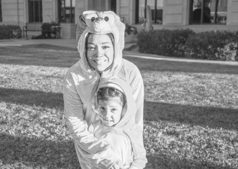 MATCHING COSTUMES – Destiny and Zalyla smiled together in their onesie costumes at Thursday’s Trunk or Treat event in downtown Levelland. (Staff photo by Evin Thomas)