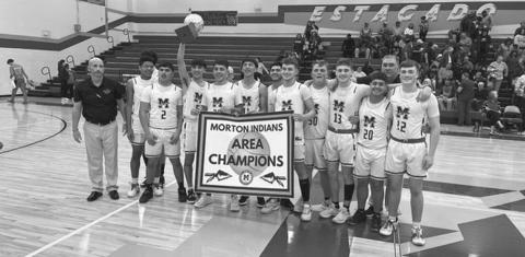AREA CHAMPS - The Morton Indians took on the Lorenzo Hornets this past Friday in Lubbock for their area round matchup in basketball playoffs where the Indians won 54-48. Morton faced off against the Jayton Jaybirds this past Tuesday at Frenship High School for their regional quareterfinal matchup. (Photo courtesy of Morton ISD)