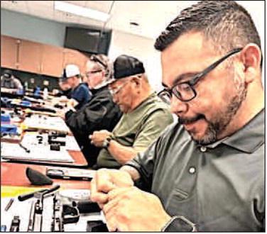 Levelland Police Department Sgt. Carrasco and Sgt. Ramirez spent the past week attending Smith &amp; Wesson Armorer School in preparation for the LPD transition to the Smith &amp; ; Wesson M&amp;P 2.0 as the official new duty weapon. The training ensures the department is fully equipped to maintain the new platform safely and efficiently, supporting a smooth rollout for all officers. (Levelland PD photo)
